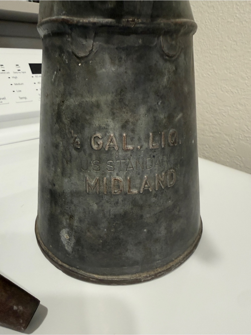Vintage Midland Galvanized Oil Can and Funnel-Farmhouse Rustic Decor - Picture 4 of 16